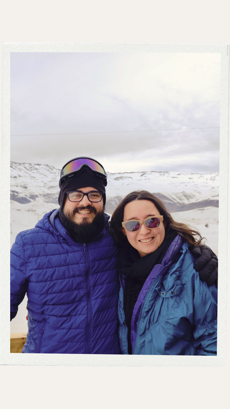 Laís e Guilherme na neve